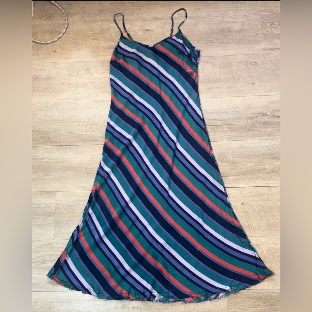 Nation LTD Viscose Striped Slip Midi Dress Size Small